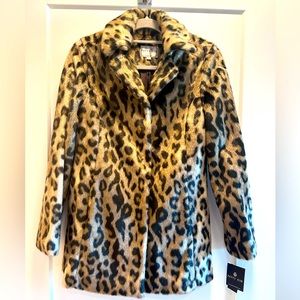 Faux Leopard Fur Coat size XS New